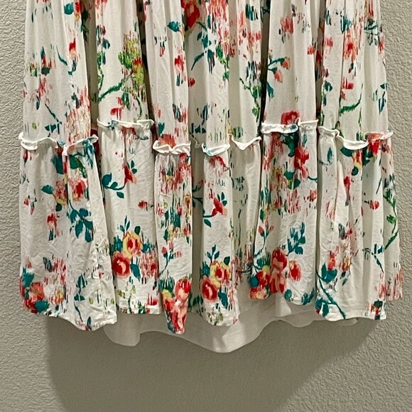 (NWT) FIGUEROA & FLOWER Short Sleeve Smocked Maxi Floral Dress, Ivory/Pink - L - Picture 4 of 16
